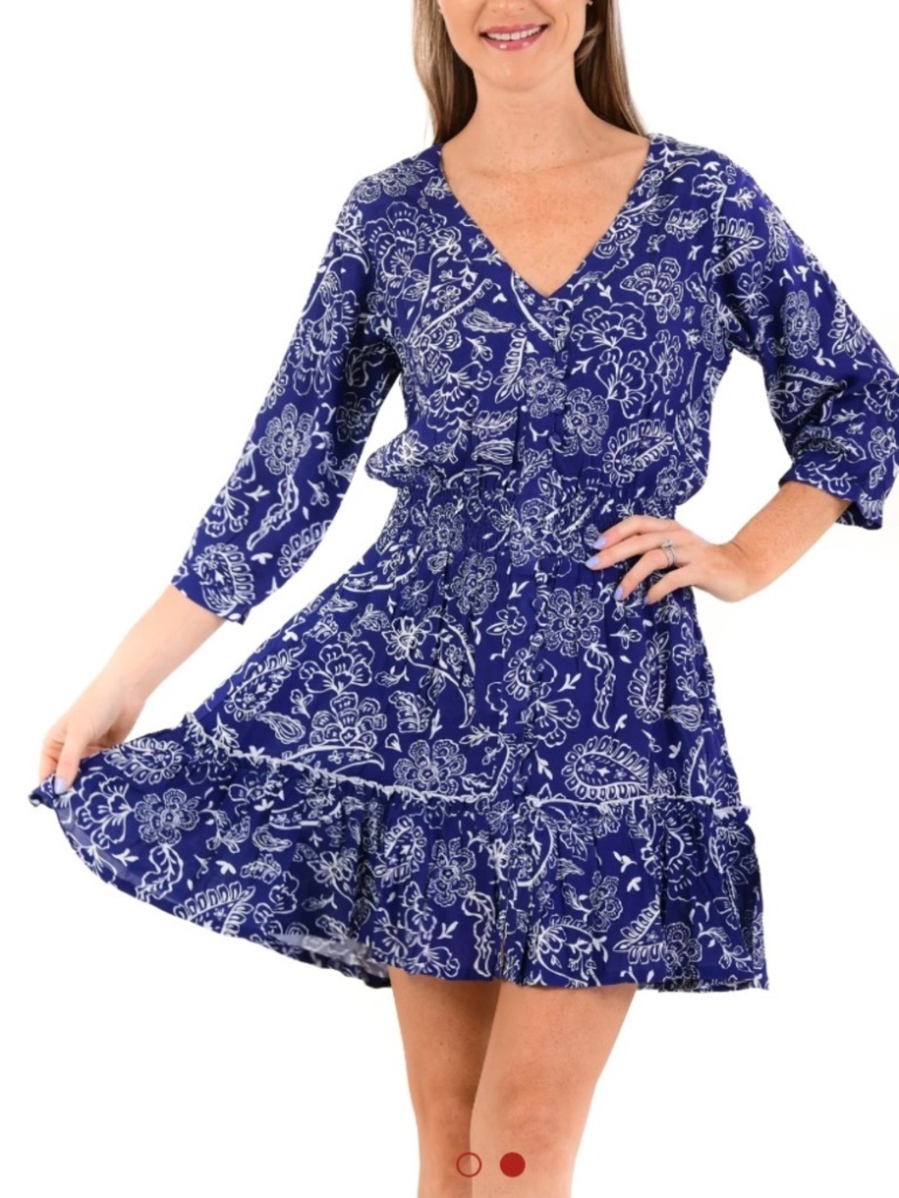Walker & Wade Kelsey Mini Dress Navy Paisley Sz XS